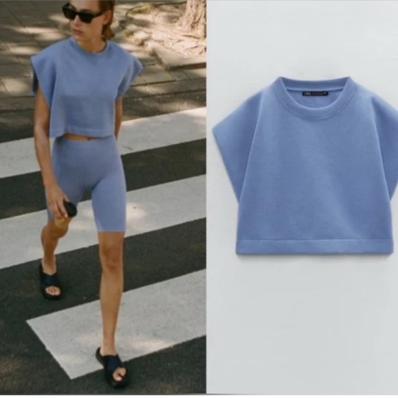 Zara size medium blue cropped top - Picture 1 of 5